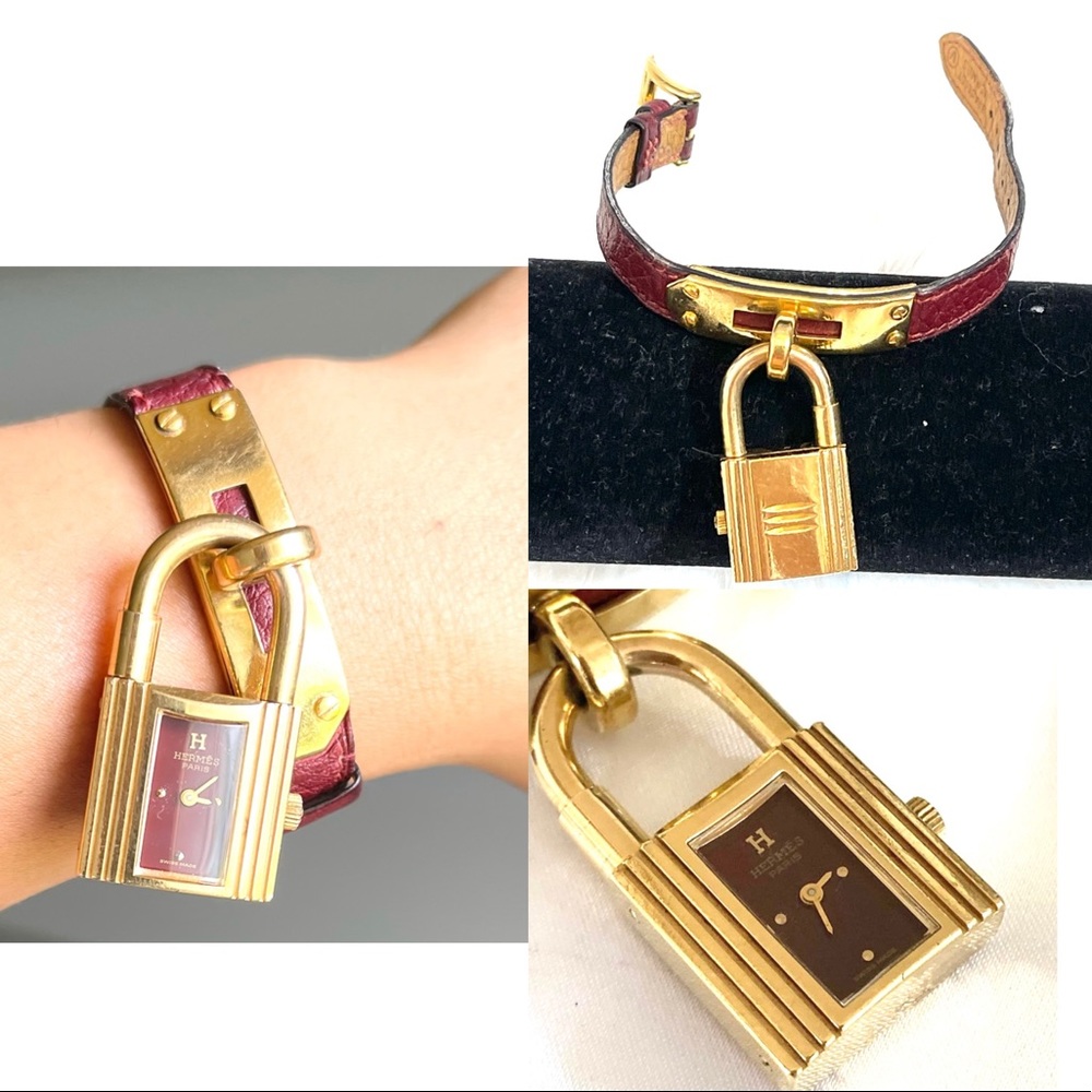 🍒Hermès Burgundy Kelly Watch